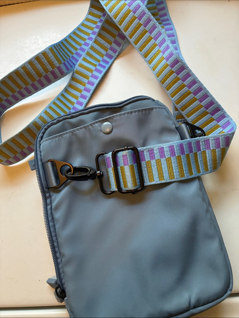 Ihkwip Sling/ Crossbody Bag - Blue with Patterned Strap - Picture 4 of 10
